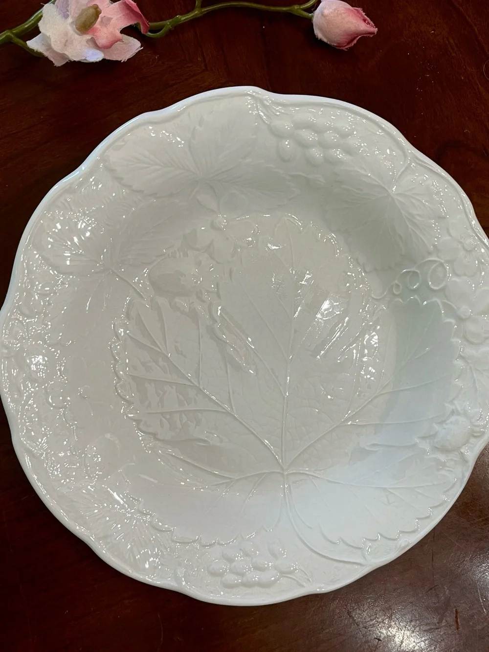 6-Set Vintage Burleigh Davenport White Ironstone Grape Leaf Dessert/Salad Plates